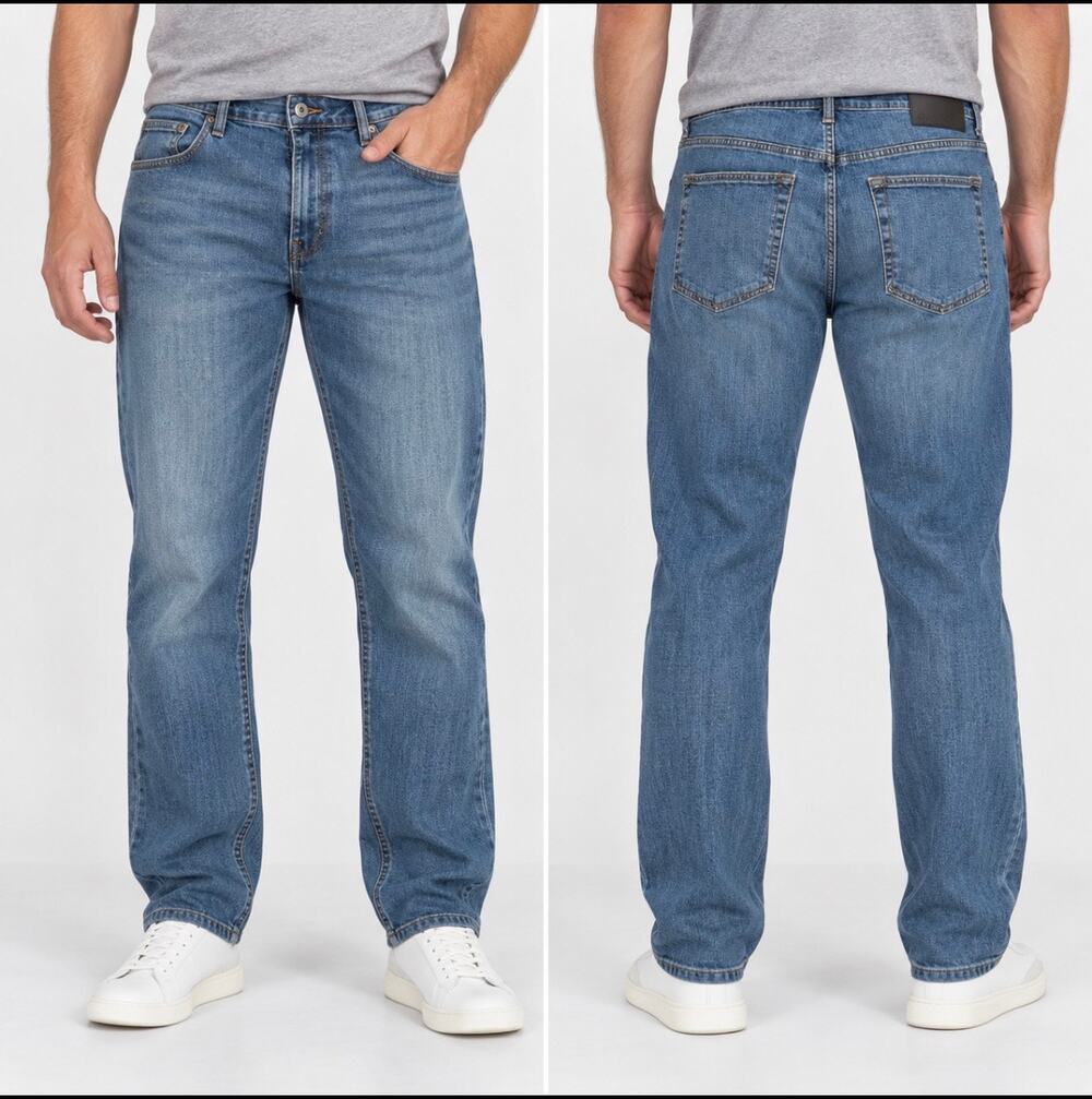 Eddie Bauer Men’s 38x32 Blue Jeans Straight Fit Stretch Denim